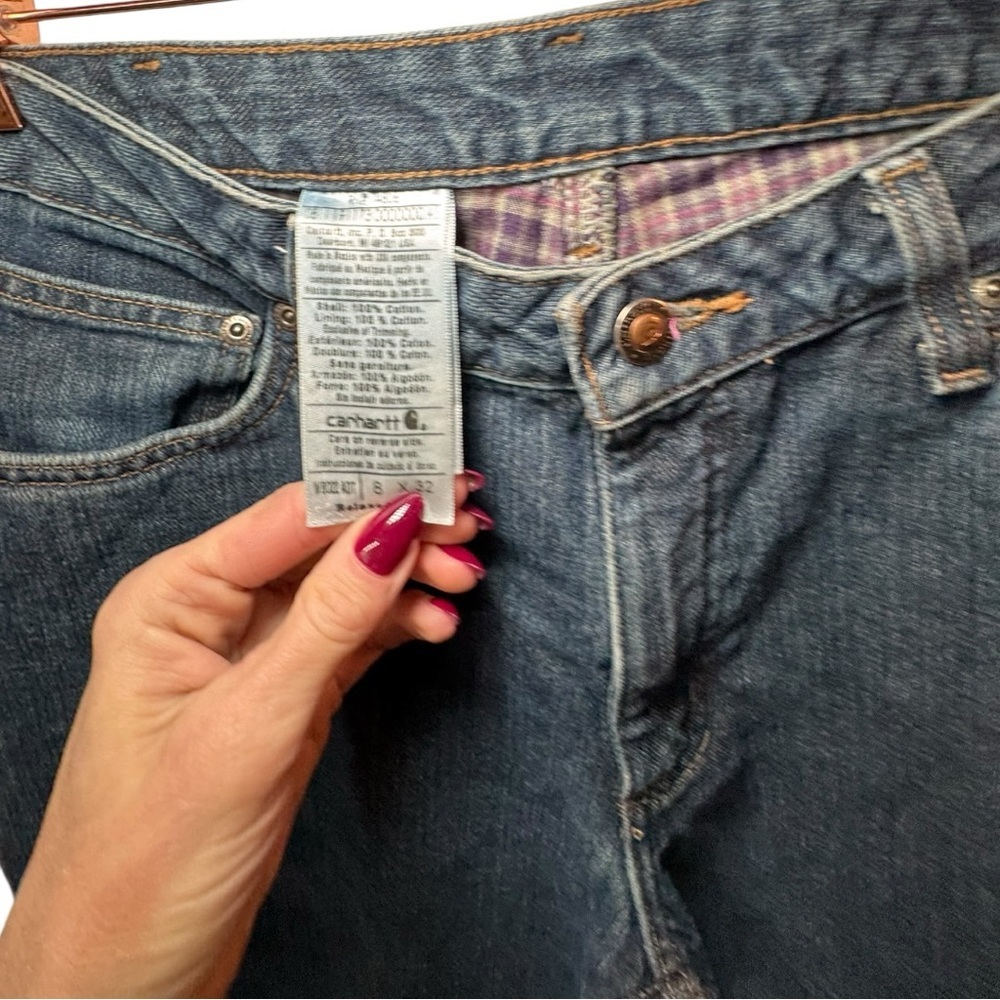 CARHARTT Blue Insulated Original Fit Straight Jeans 8 - Picture 7 of 13